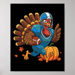 Truthahn spielt Fußball Thanksgiving Football Spie Poster