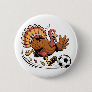 Truthahn spielt Fußball Thanksgiving Sportliebhabe Button