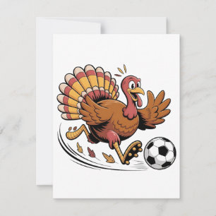 Truthahn spielt Fußball Thanksgiving Sportliebhabe Dankeskarte
