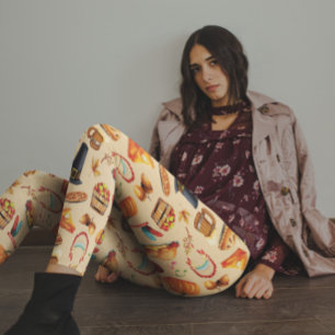 Truthahn Thanksgiving Herbst-Pie-Bier-Kürbis-Muste Leggings