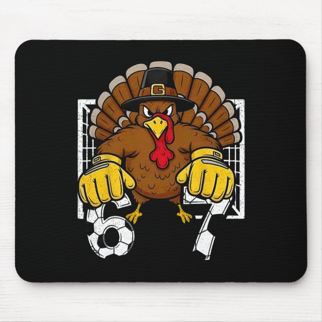 Truthahn Torwart Fußball 67 Sechs Sieben 6 7 Ernte Mousepad (Vorne)