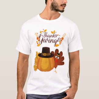 Truthahn- und Kürbis-T-Shirt zum Erntedankfest T-Shirt