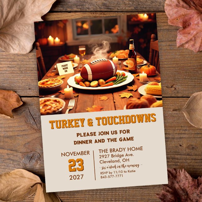 Truthahn und Touchdowns Dinner-Einladung Einladung (Von Creator hochgeladen)