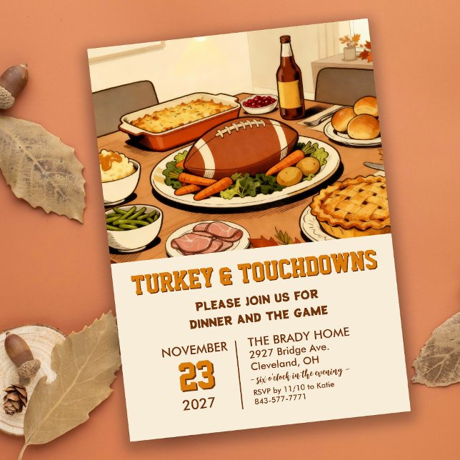Truthahn und Touchdowns Dinner-Einladung Einladung (Von Creator hochgeladen)