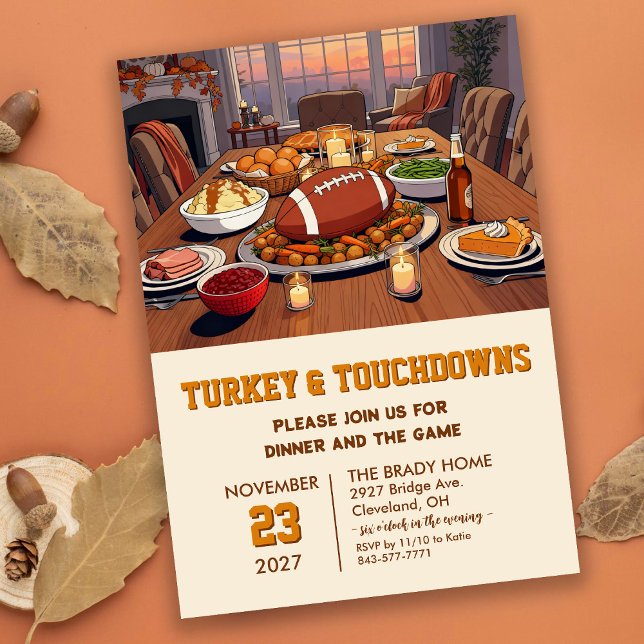 Truthahn und Touchdowns Dinner-Einladung Einladung (Von Creator hochgeladen)