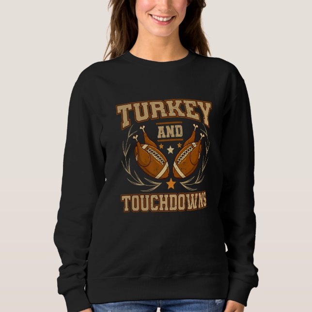 Truthahn und Touchdowns  Erntedankfest Sweatshirt (Vorderseite)