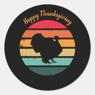 Truthahn-Vogel-Thanksgiving-Distressed-Vintage-Son Runder Aufkleber