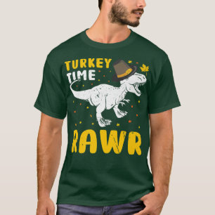 Truthahn Zeit Rawr Erntedankfest Pilger Dinosaurie T-Shirt