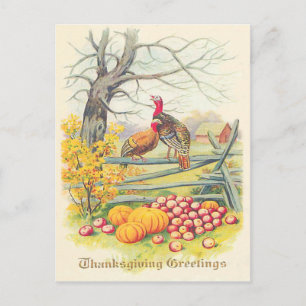 Truthahngut Kürbis Äpfel Baum Herbstlaub Postkarte