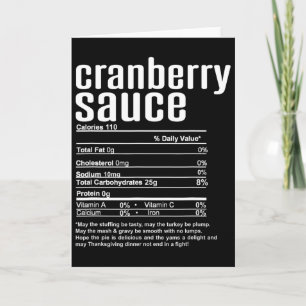 Truthahns- Weihnachts- Cranberry-Sauce Nährwertang Karte