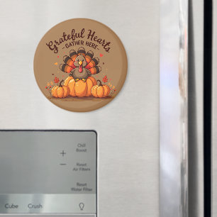 Truthahntags-Truhe mit dankbaren Herzen Magnet