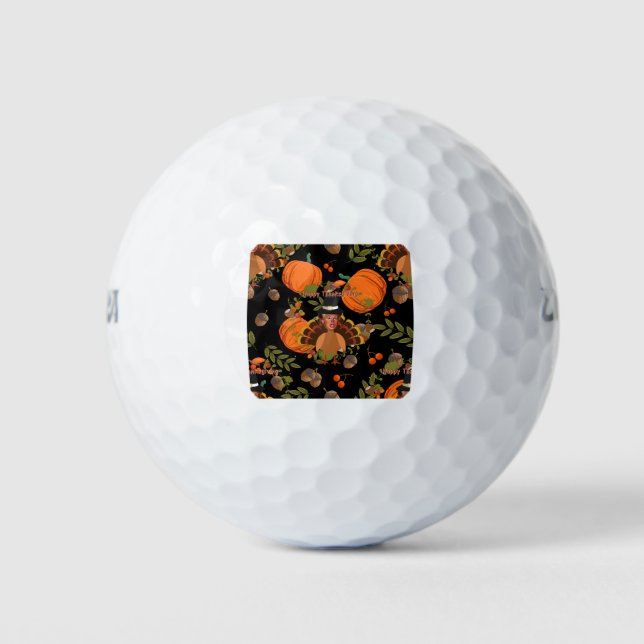 Truthühner mit schwarzem Erntedank Golfball (Vorderseite)