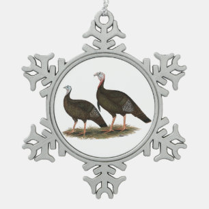 Truthühner-Ostpaar Schneeflocken Zinn-Ornament