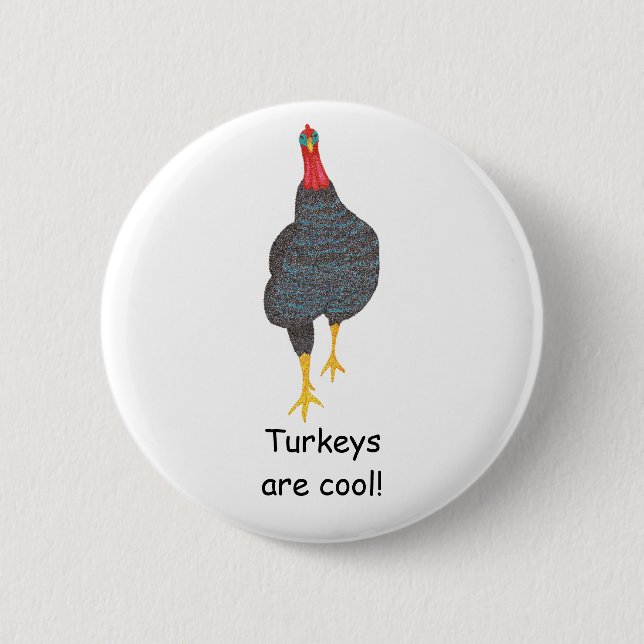 Truthühner sind cool, Pointillismus-Button auf Tas Button (Vorderseite)