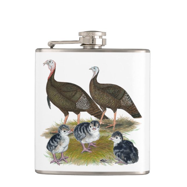 Truthühnerfamilie Eastern Wild Flachmann (Vorderseite)