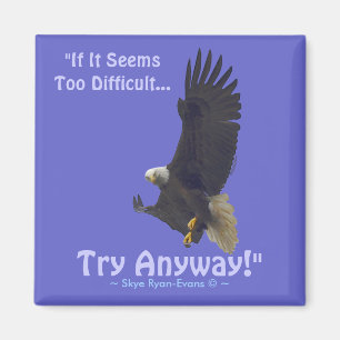 "TRY ANYWAY" Bald Eagle Series Motivierend Magnet