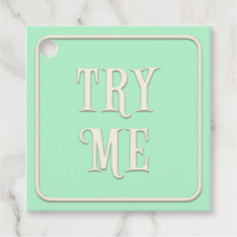 "Try Me" Viktorianisch Tee Party Green Square Cust Geschenkanhänger