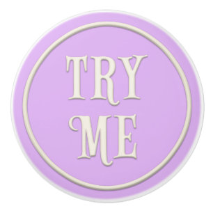 "Try Me" Wunderland Tee Party Pastel Lila Keramikknauf