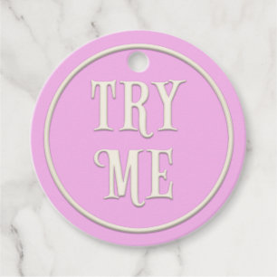 "Try Me" Wunderland Tee Party Rosa Personalisiert Geschenkanhänger