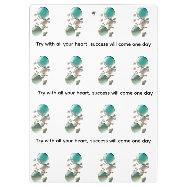 Try with all your heart success  klemmbrett (Rückseite)