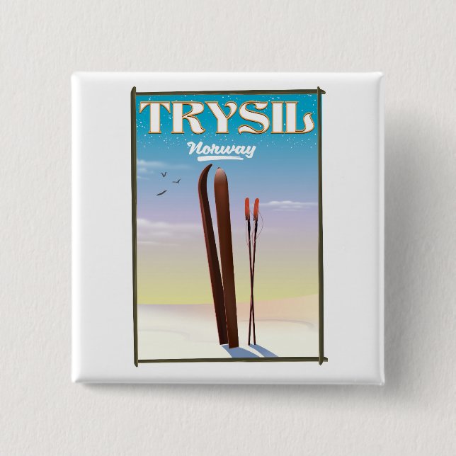 Trysil Norwegen, Norwegen Skireise Poster Button (Vorderseite)