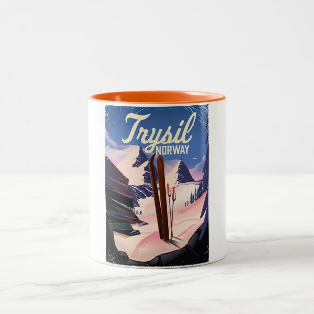 Trysil Norwegen ski Zweifarbige Tasse (Mittel)
