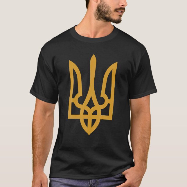 Tryzub Gold ukrainischer Trident T-Shirt (Vorderseite)
