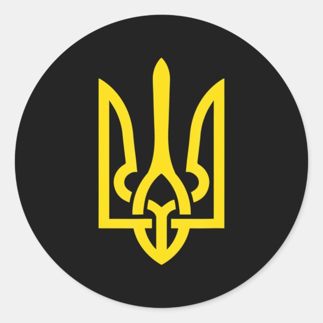 Tryzub Symbol of Ukraine Ukraine Patriot Stand wit Runder Aufkleber (Vorderseite)
