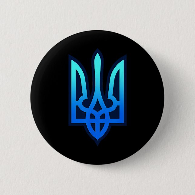 Tryzub Ukrainisches Wappen Ukraine Geschenk  Button (Vorderseite)