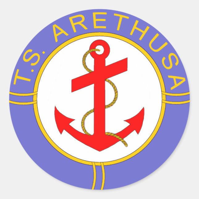 TS Arethusa Abzeichen Runder Aufkleber (Vorderseite)