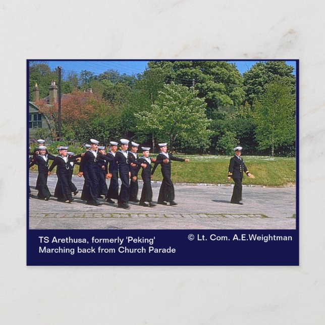 TS Arethusa, ehemals "Peking" Postkarte (Vorderseite)
