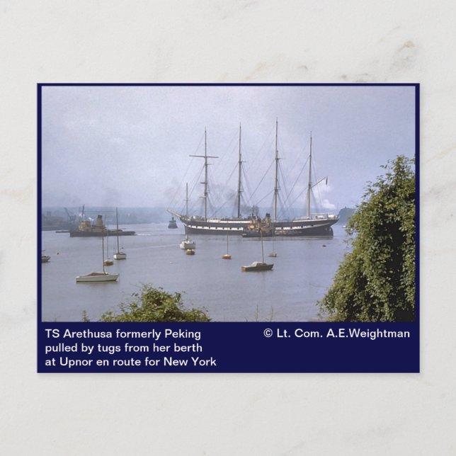 TS Arethusa, ehemals Peking, Upnor Postkarte (Vorderseite)