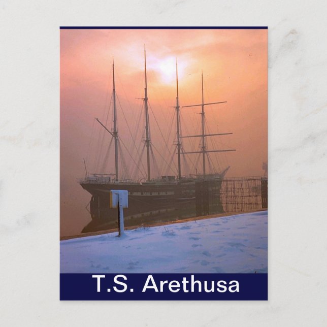 TS Arethusa, Sunset und Schnee Postkarte (Vorderseite)
