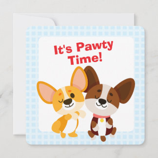 t's Pawty Time Corgi Birthday Einladung