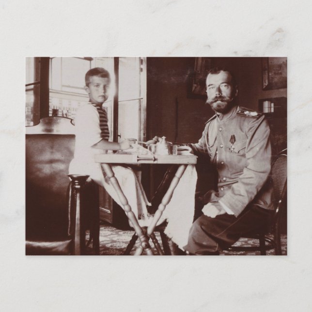 Tsar Nicolas von Russland & Tsarevitch Alexis Roma Postkarte (Vorderseite)