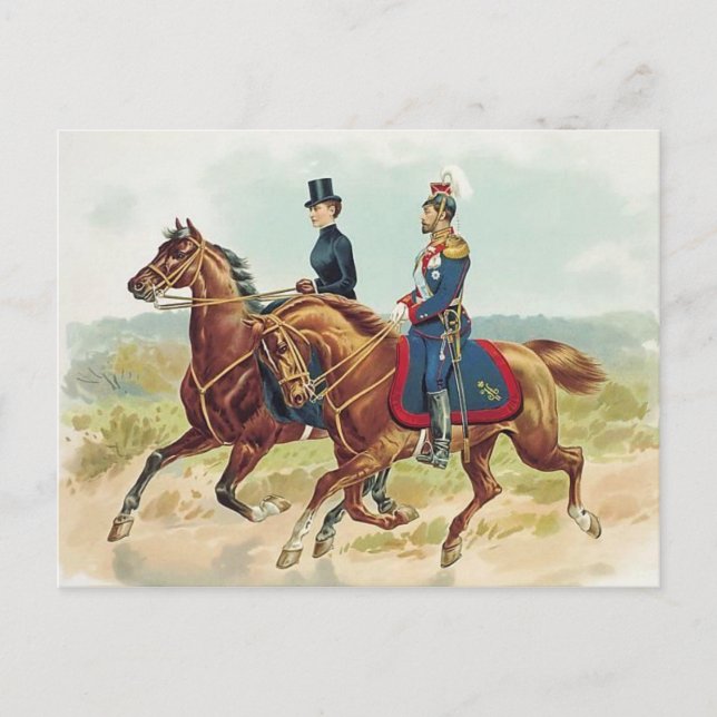 TSAR & TSARINA Russland auf Pferderückseite #058SS Postkarte (Vorderseite)