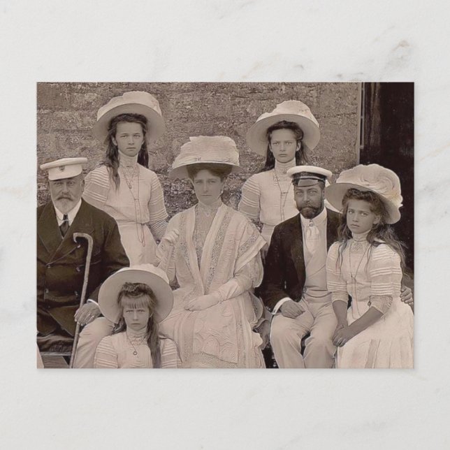 Tsarina Russland mit OTMA und Königlichen England  Postkarte (Vorderseite)