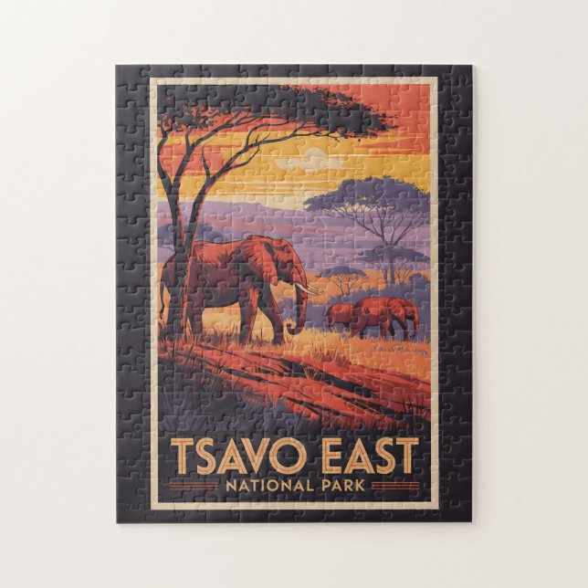 Tsavo East National Park Kenya Illustration Travel (Vertikal)