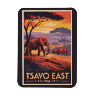 Tsavo East Nationalpark Kenia Illustration Reise Magnet