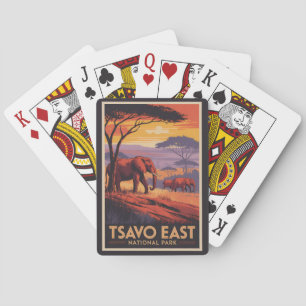 Tsavo East Nationalpark Kenia Illustration Reise Spielkarten