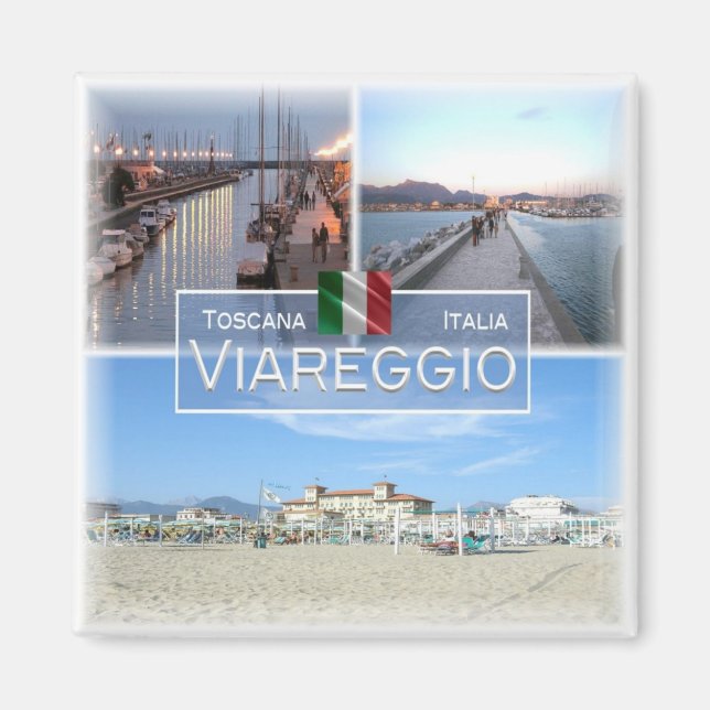 TSC020 VIAREGGIO, Mosaik, Toskana, Kühlschrank Magnet (Vorne)