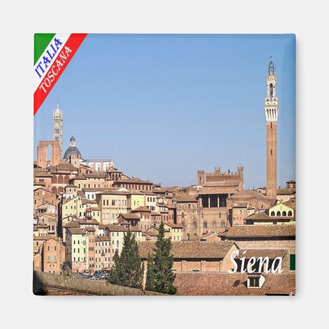 TSC042 SIENA Panorama, Toskana, Kühlschrank Magnet (Vorne)