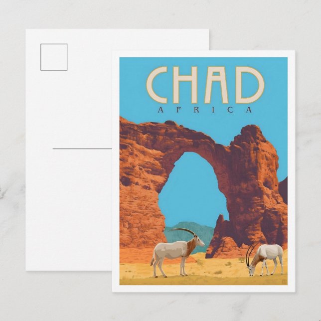 Tschad Afrika Vintage Reise  Postkarte (Vorne/Hinten)