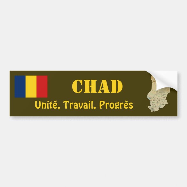 Tschad-Flagge + Karten-Autoaufkleber Autoaufkleber (Vorne)