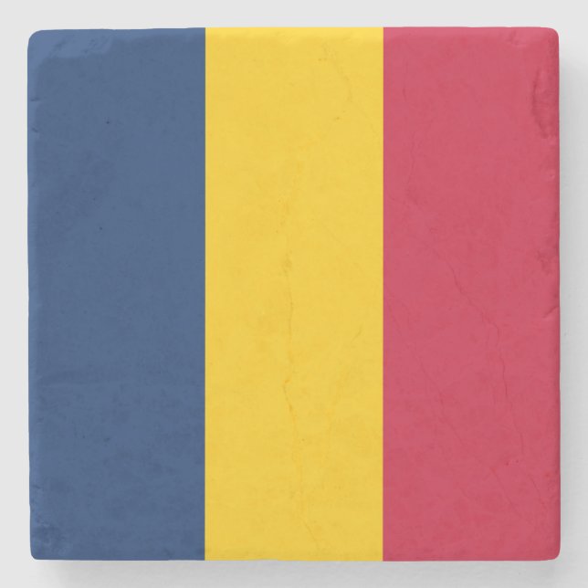 Tschad-Flagge Steinuntersetzer (Vorderseite)