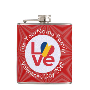 Tschad Rot LOVE Flagge Personalisiert Flachmann