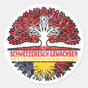 Tschad Tschadisch Schweizer Baum Wurzel Runder Aufkleber