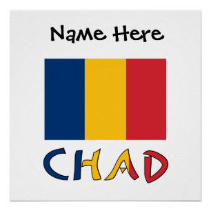 Tschad Tschadische Flagge Schwarz Personalisierung Poster