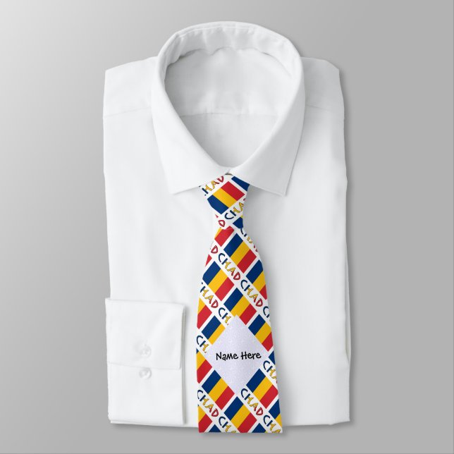 Tschad und Chadian-Flagge mit Ihrem Namen Krawatte (Gebunden)