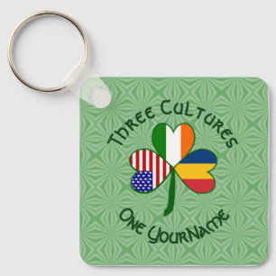 Tschadisch Irische Amerikanische Flaggen Shamrock  Schlüsselanhänger